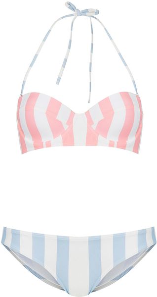 Topshop Pink Stripe Underwired Bikini - Lyst
