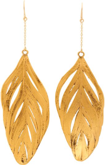Aurelie Bidermann Gold Dipped Swan Feather Earrings - Lyst