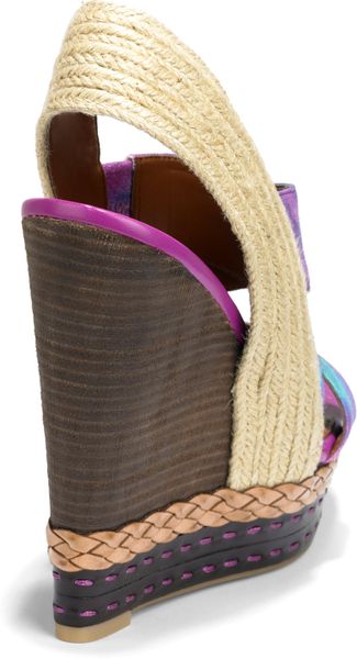 Boutique 9 Isabella Canvas Leather Slingback Wedge Sandals in Purple