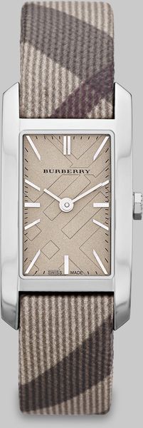 Burberry Check Stamped Rectangular Stainless Steel Watch - Lyst