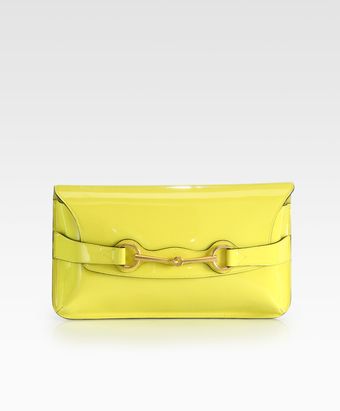 Gucci Bright Bit Patent Leather Clutch - Lyst