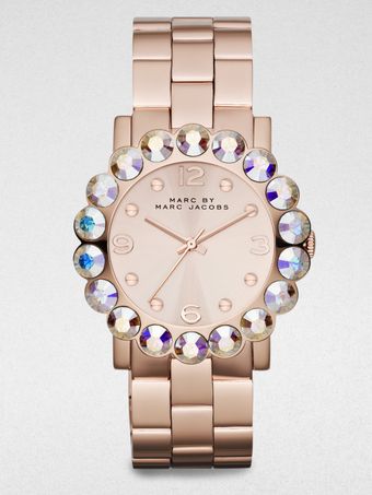 Marc By Marc Jacobs Large Crystal Rose Goldtone Stainless Steel Watch - Lyst