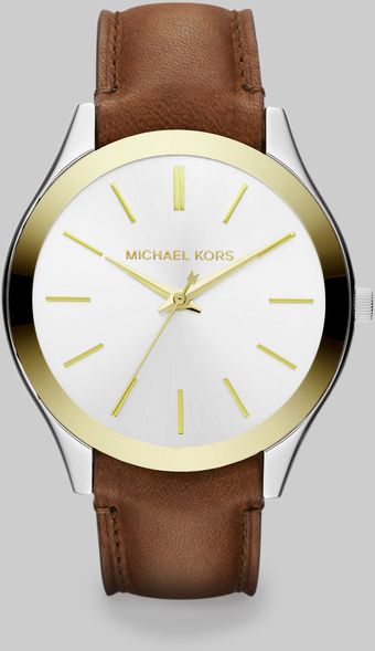 Michael Kors Peyton Round Twotone Leather Strap Watch - Lyst
