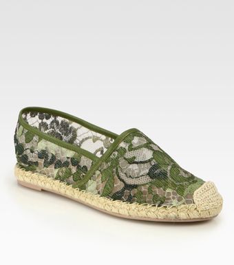 Valentino Camouflage Leather Trimmed Lace Espadrilles - Lyst