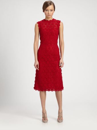 Valentino Rose Guipure Lace Dress - Lyst