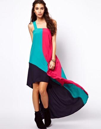 ASOS Collection  Maxi Dress in Colourblock - Lyst