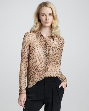 Haute Hippie Leopard Print Button Down Blouse - Lyst