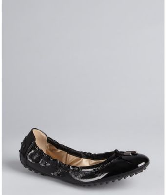 Tod's Black Patent Leather Ballerina Flats - Lyst