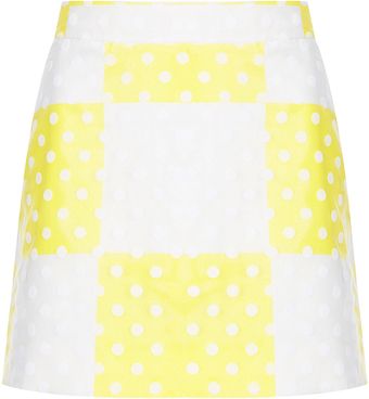 Topshop Yellow Check Flock Spot Mini Skirt - Lyst