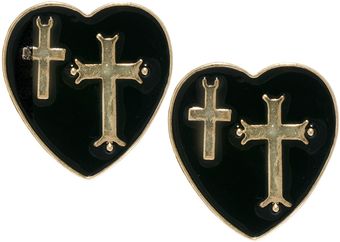 Asos Cross Heart Earrings - Lyst