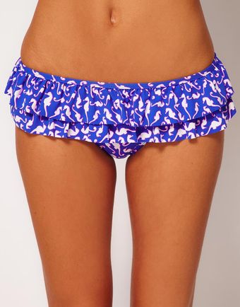 Asos Seahorse Print Ruffle Bikini Pant - Lyst