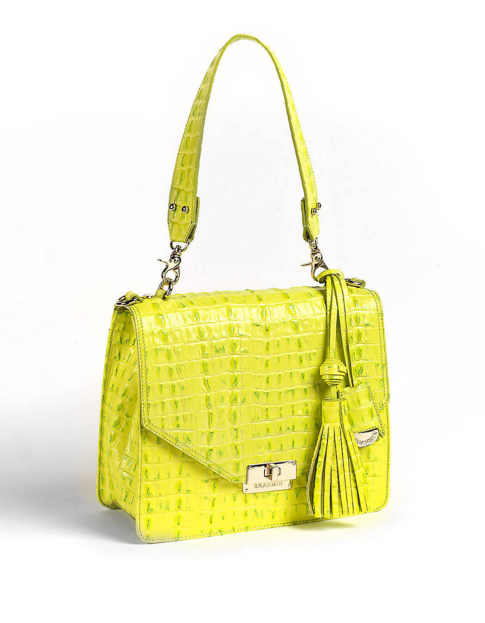 Brahmin Ophelia Leather Shoulder Bag in Yellow (chartreuse) Lyst