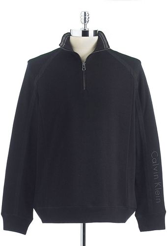 Calvin Klein Zip Cotton Pullover Sweater - Lyst