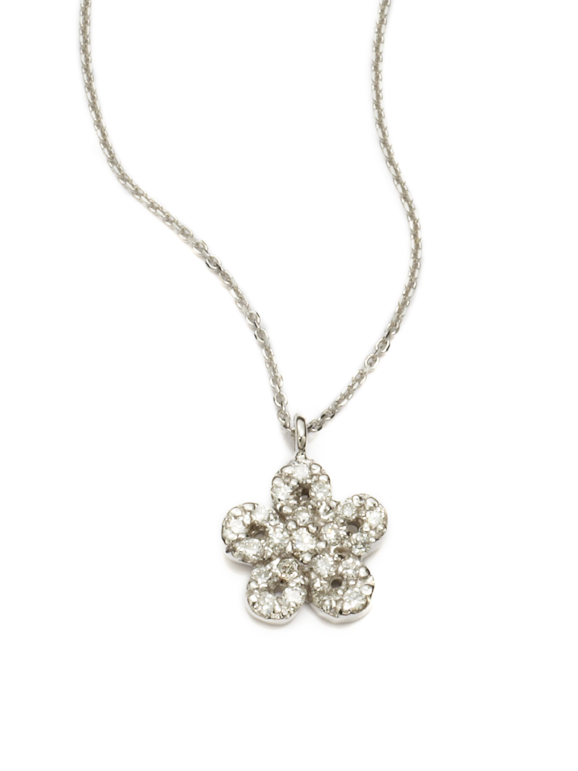Kc Designs Diamond Flower Pendant Necklace in Gold (white gold)