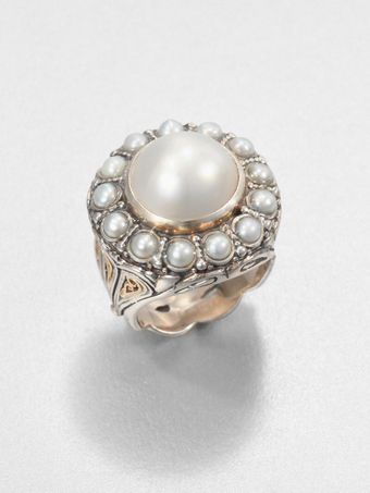 Konstantino Cultured Pearl Sterling Silver and 18k Yellow Gold Ring - Lyst