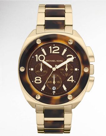 Michael Kors Ladies Goldtone Tortoise Shell Watch - Lyst