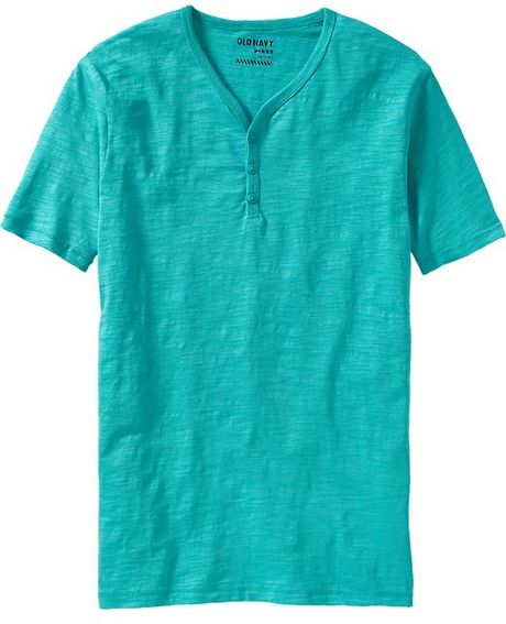 Old Navy Slub Knit Henley in Green for Men (tropical breeze)