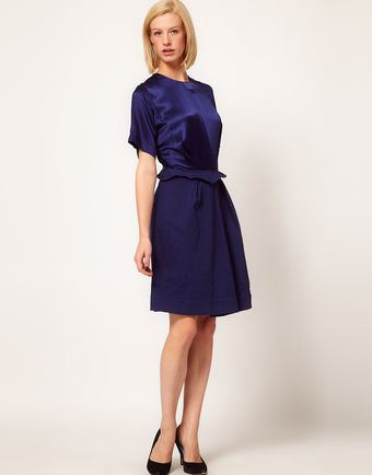 Preen Line Spy Dress with Satin Panel and Peplum - Lyst