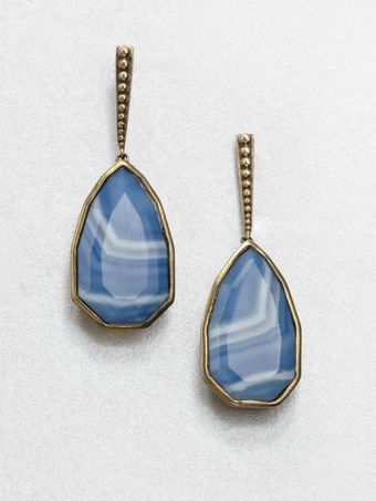 Stephen Dweck Blue Agate Bronze Drop Earrings - Lyst