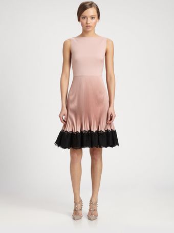 Valentino Lace Trimmed Techno Couture Plissea Cute Dress - Lyst