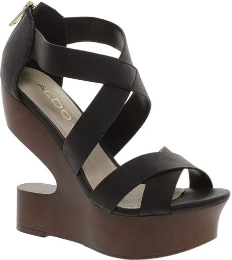 aldo black wedges