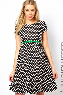 Asos Maternity Exclusive Spot Skater Dress with Belt - Lyst