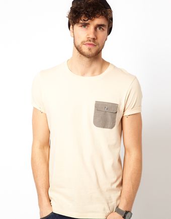 Asos T-shirt with Houndstooth Woven Pocket - Lyst