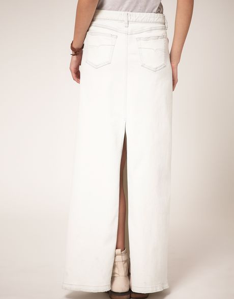 Diesel Denim Maxi Skirt In White Lyst 0509