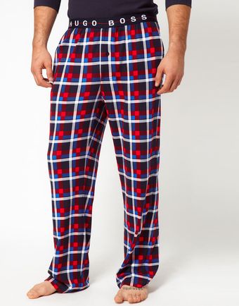 Hugo Boss Check Jersey Lounge Bottoms - Lyst