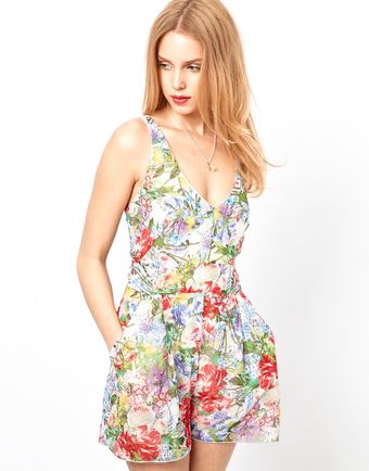 Love Floral Playsuit with Strappy Back - Lyst