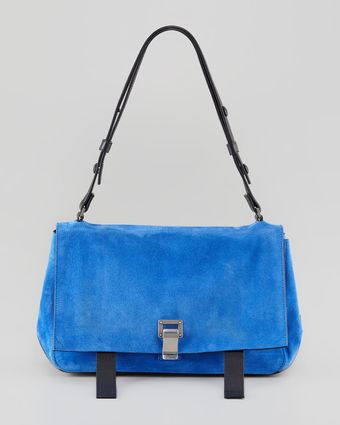 Proenza Schouler Courier Suede Satchel Bag Blueblack - Lyst
