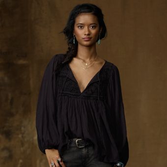 Ralph Lauren Embroidered Peasant Top - Lyst