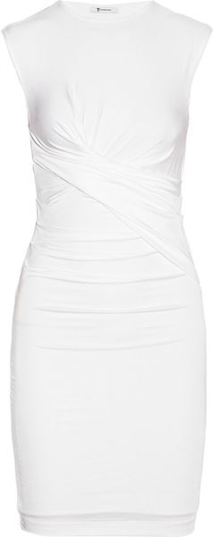 T By Alexander Wang Ruched Meshjersey Dress - Lyst