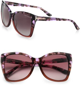 Tom Ford Carli Oversized Catseye Textured Acetate Sunglasses - Lyst