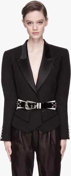 Balmain Black Satin Collar Blazer - Lyst