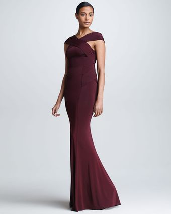 Donna Karan New York Crossneck Evening Gown Claret - Lyst