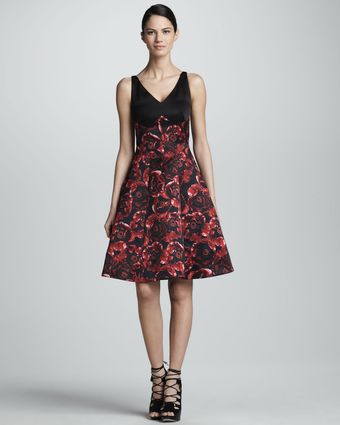 Jason Wu Combo Silk Satin Dress Black ruby - Lyst