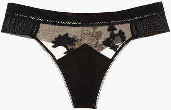 La Perla Black Floral Applique Lucia Thong - Lyst
