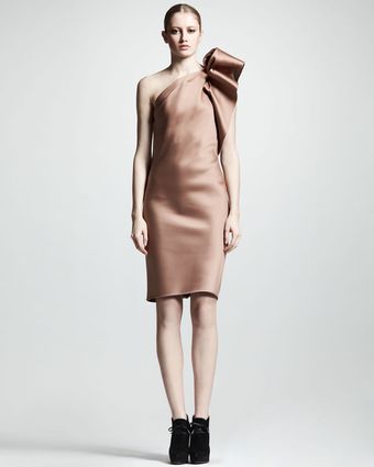 Lanvin One Shoulder Duchess Satin Dress - Lyst