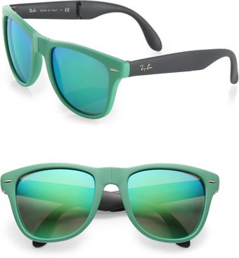 Ray-Ban Folding Round Rubber Wayfarer Sunglasses - Lyst