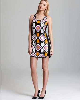 Trina Turk Sequin Dress Lore Scoop Neck Pattern - Lyst