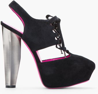 Versus  Black Suede Lace Up Prism Heels - Lyst