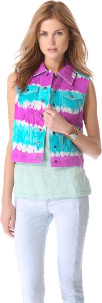 Catherine Malandrino Tie Dye Leather Vest - Lyst
