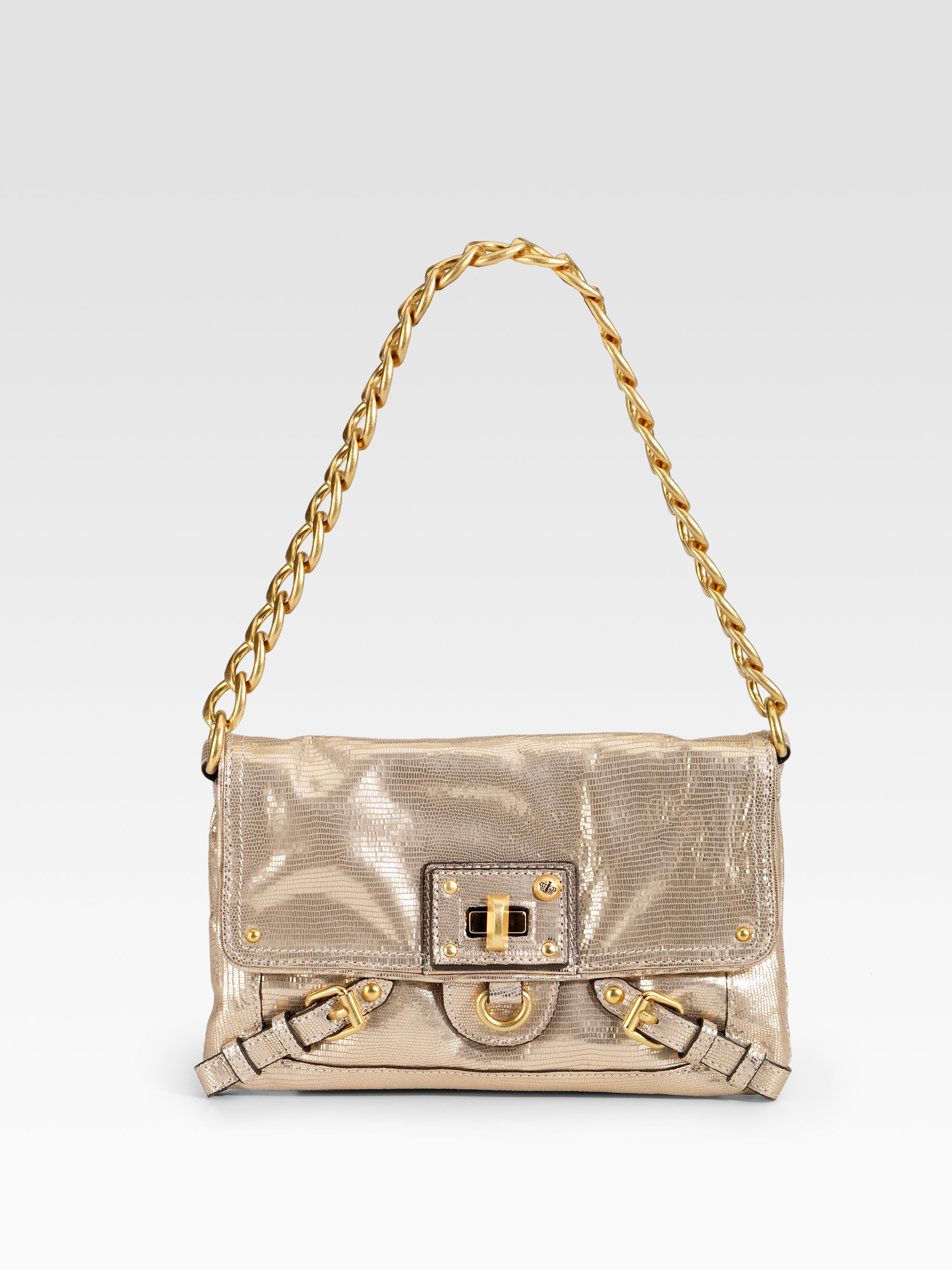 Juicy Couture Metallic Leather Mini Shoulder Bag in Gold (metallic gold