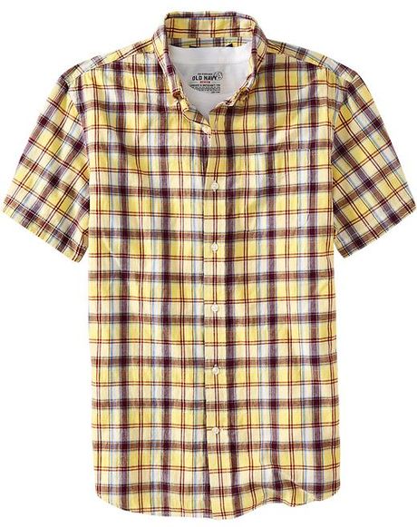 Old Navy Plaid Slimfit Shirts in Yellow for Men (yellow plaid) | Lyst