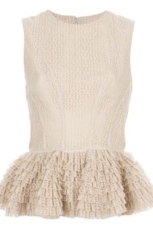 Alexander McQueen Lace Peplum Top - Lyst