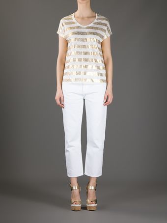 Alice + Olivia Striped Linen Tshirt - Lyst