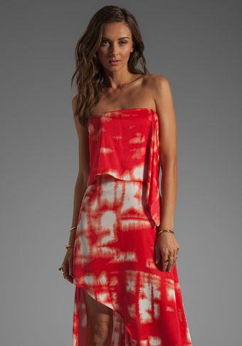 BCBGMAXAZRIA Strapless Printed Maxi Dress in Cranberry Combo - Lyst