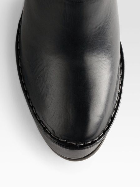 black leather wedge mules