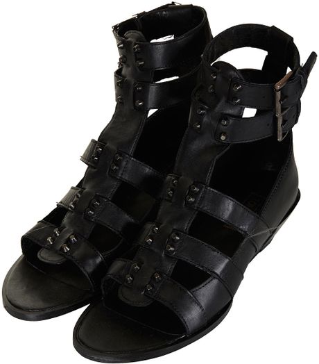 Topshop Gladiator Sandals in Black | Lyst